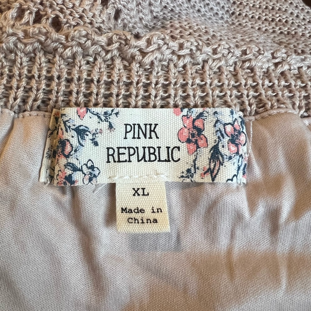 Pink Republic‎ Feminine Beige Knit Pointelle Dress Lined Cotton Blend Silhouette - Picture 5 of 7